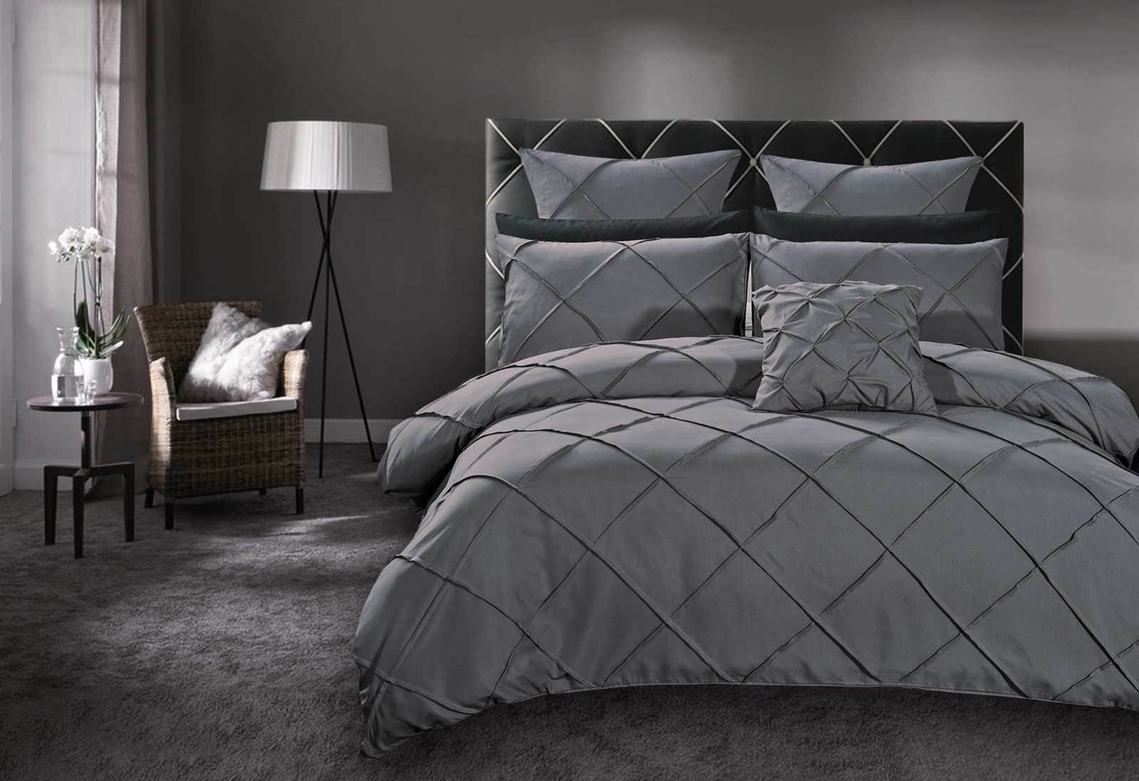 Luxton Quilt Cover Luxton Abel Grey Pintuck Quilt Cover Set