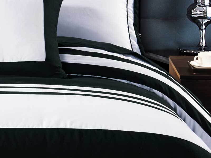 Luxton Quilt Cover Luxton Rossier Black White Striped Quilt Cover Set