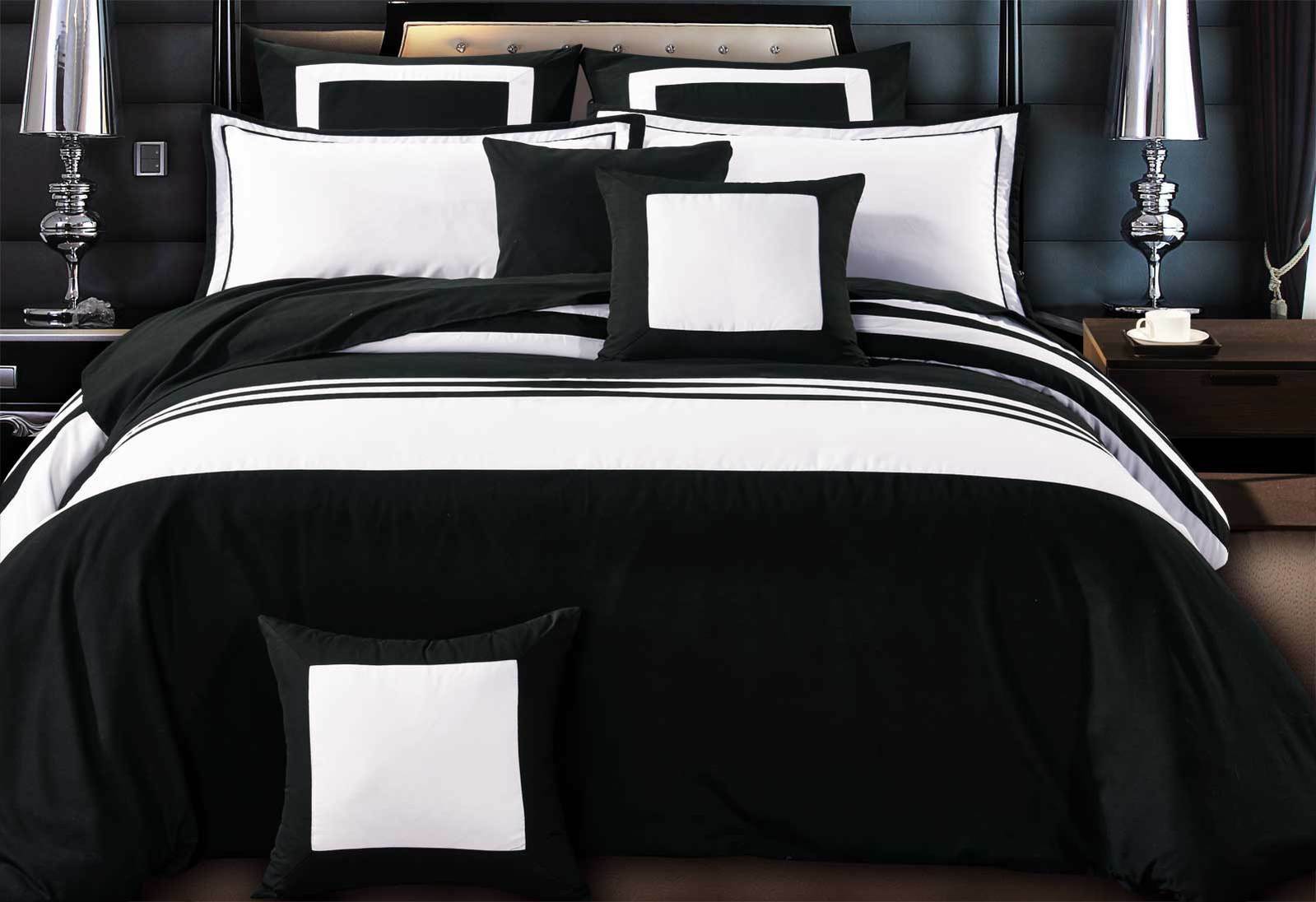Luxton Quilt Cover Luxton Rossier Black White Striped Quilt Cover Set