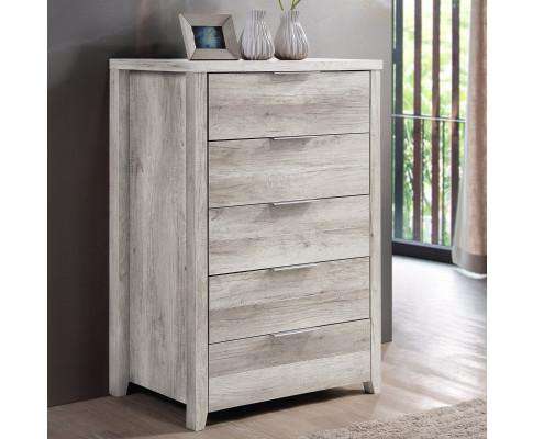 Melbournians Furniture Chest of Drawers Alice Tallboy White Ash