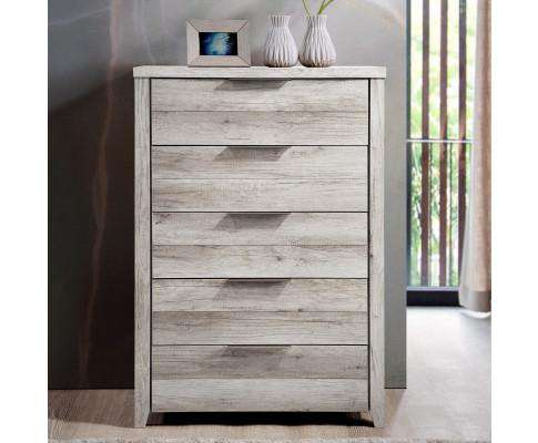 Melbournians Furniture Chest of Drawers Alice Tallboy White Ash