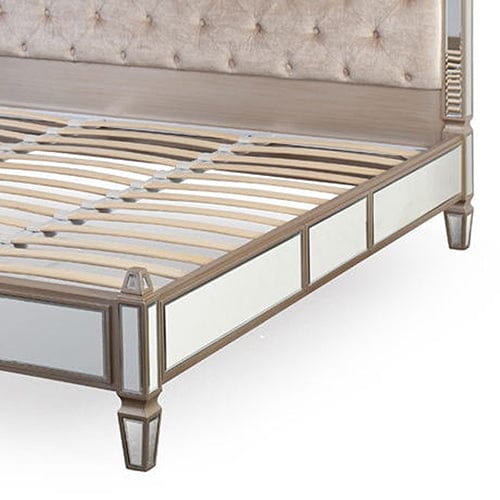 Melbournians Furniture Bedframe Antique Bedframe Mirrored Work Silver Colour Tufted Headboard Deep Quilting