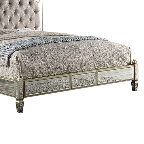 Melbournians Furniture Bedframe Antique Bedframe Mirrored Work Silver Colour Tufted Headboard Deep Quilting