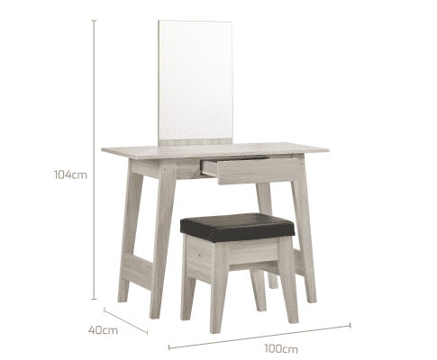 Melbournians Furniture Dressing Table Dressing Table With Stool In White Oak
