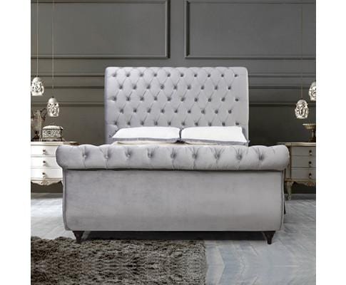 Melbournians Furniture Bedframe Elsa Bedframe Velvet Fabric Navy Grey