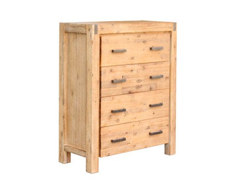 Melbournians Furniture Bedroom Set Five Pieces Bedroom Suite in Solid Wood Veneered Acacia Construction - Oak Colour Bed, Bedside Table , Tallboy & Dresser - 3 Sizes