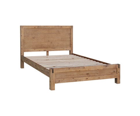 Melbournians Furniture Bedroom Set Five Pieces Bedroom Suite in Solid Wood Veneered Acacia Construction - Oak Colour Bed, Bedside Table , Tallboy & Dresser - 3 Sizes