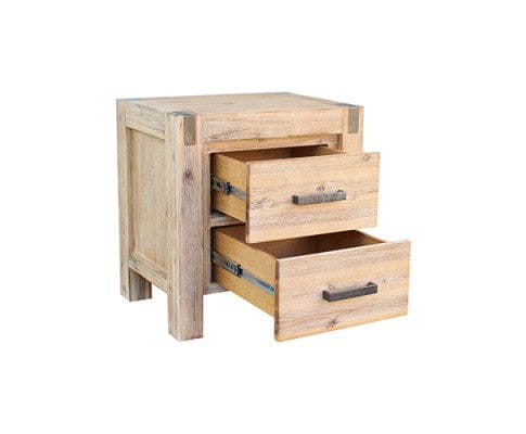 Melbournians Furniture Bedroom Set Five Pieces Bedroom Suite in Solid Wood Veneered Acacia Construction - Oak Colour Bed, Bedside Table , Tallboy & Dresser - 3 Sizes