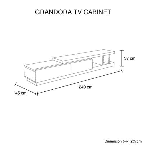 Melbournians Furniture TV Unit Grandora TV Cabinet White Ash Colour