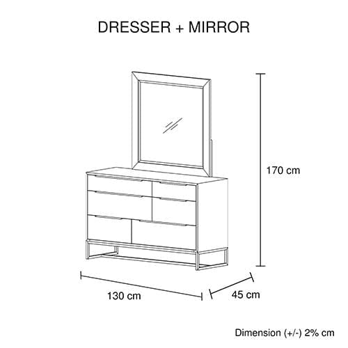 Melbournians Furniture Chest of Drawers Hannah Dresser With Mirror