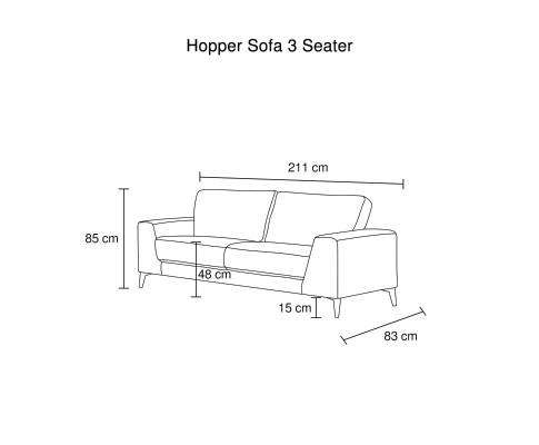 Melbournians Furniture Sofa Hopper Sofa 3 Seater Grey
