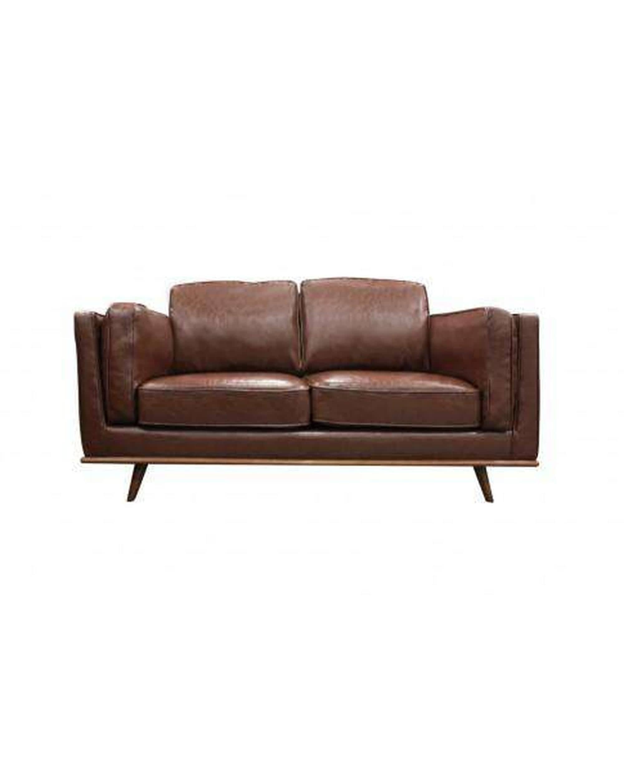 Melbournians Furniture Sofa Leatherette Brown York Sofa 2 Seater