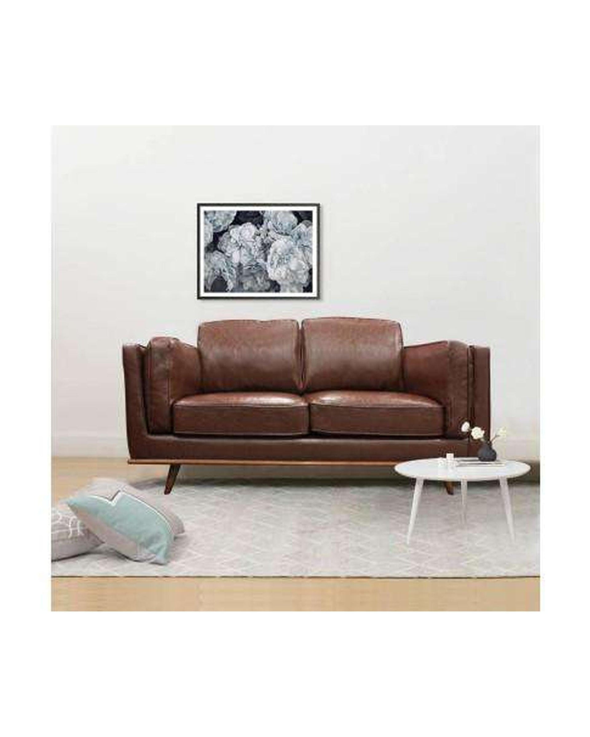 Melbournians Furniture Sofa Leatherette Brown York Sofa 2 Seater