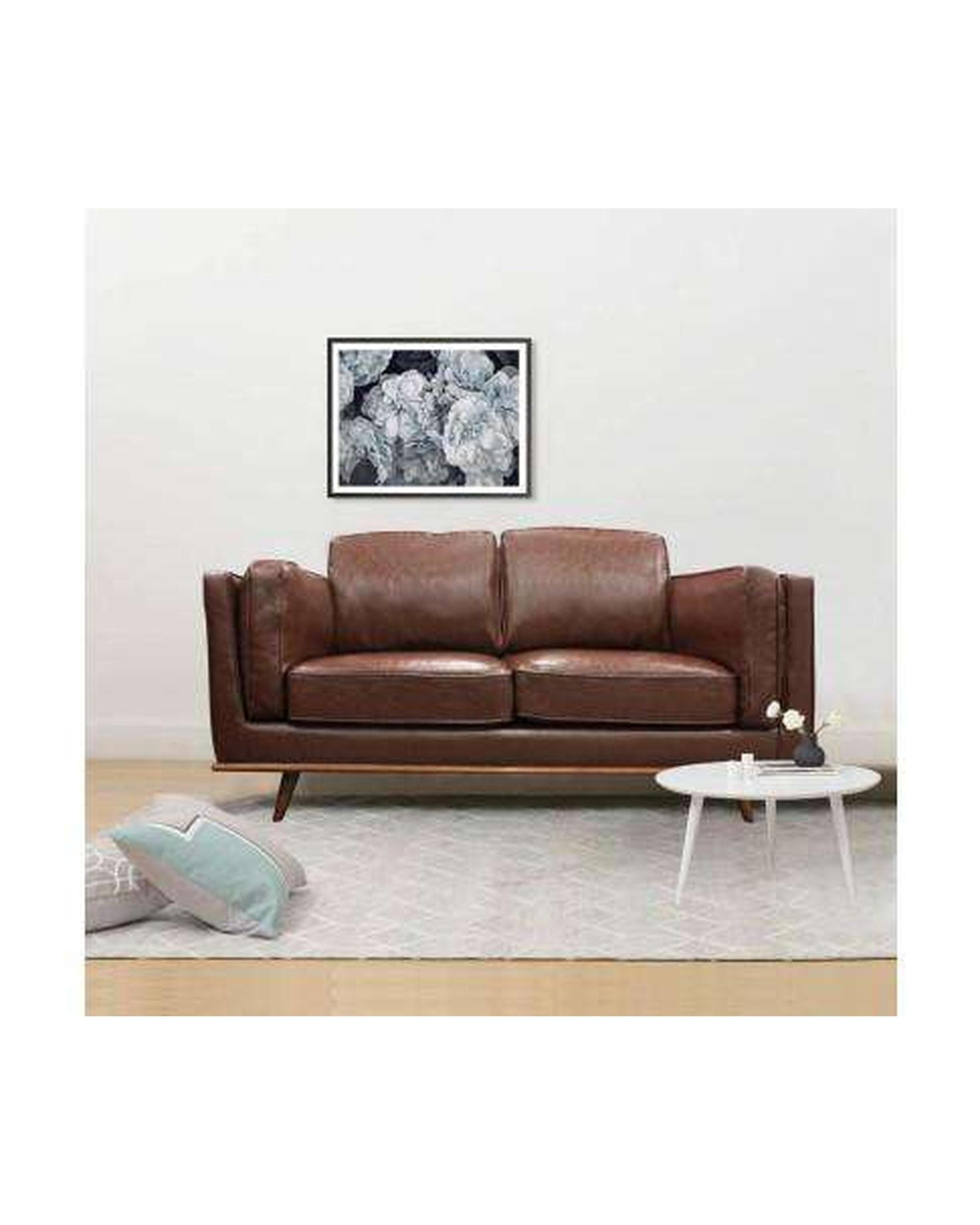 Melbournians Furniture Sofa Leatherette Brown York Sofa 2 Seater
