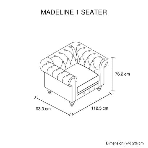 Melbournians Furniture Accent Chair Madeline 1 Seater Brown