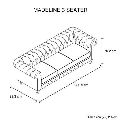 Melbournians Furniture Sofa Madeline 3 Seater Brown