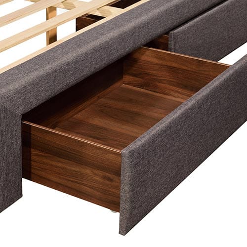Melbournians Furniture Bedframe Megan Bed Fabric Light Grey With Storage Drawers
