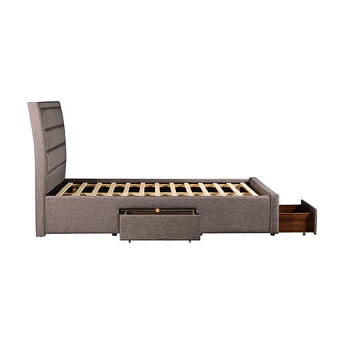 Melbournians Furniture Bedframe Megan Bed Fabric Light Grey With Storage Drawers