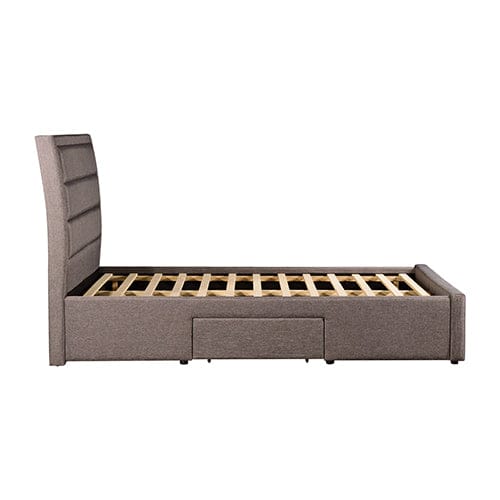 Melbournians Furniture Bedframe Megan Bed Fabric Light Grey With Storage Drawers