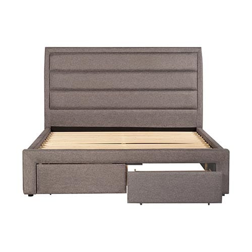Melbournians Furniture Bedframe Megan Bed Fabric Light Grey With Storage Drawers