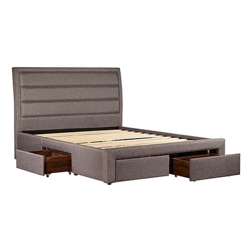 Melbournians Furniture Bedframe Megan Bed Fabric Light Grey With Storage Drawers