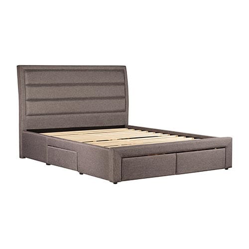 Melbournians Furniture Bedframe Megan Bed Fabric Light Grey With Storage Drawers