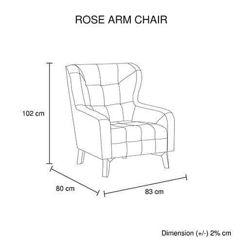 Melbournians Furniture Accent Chair Rose Arm Chair Printing on Back