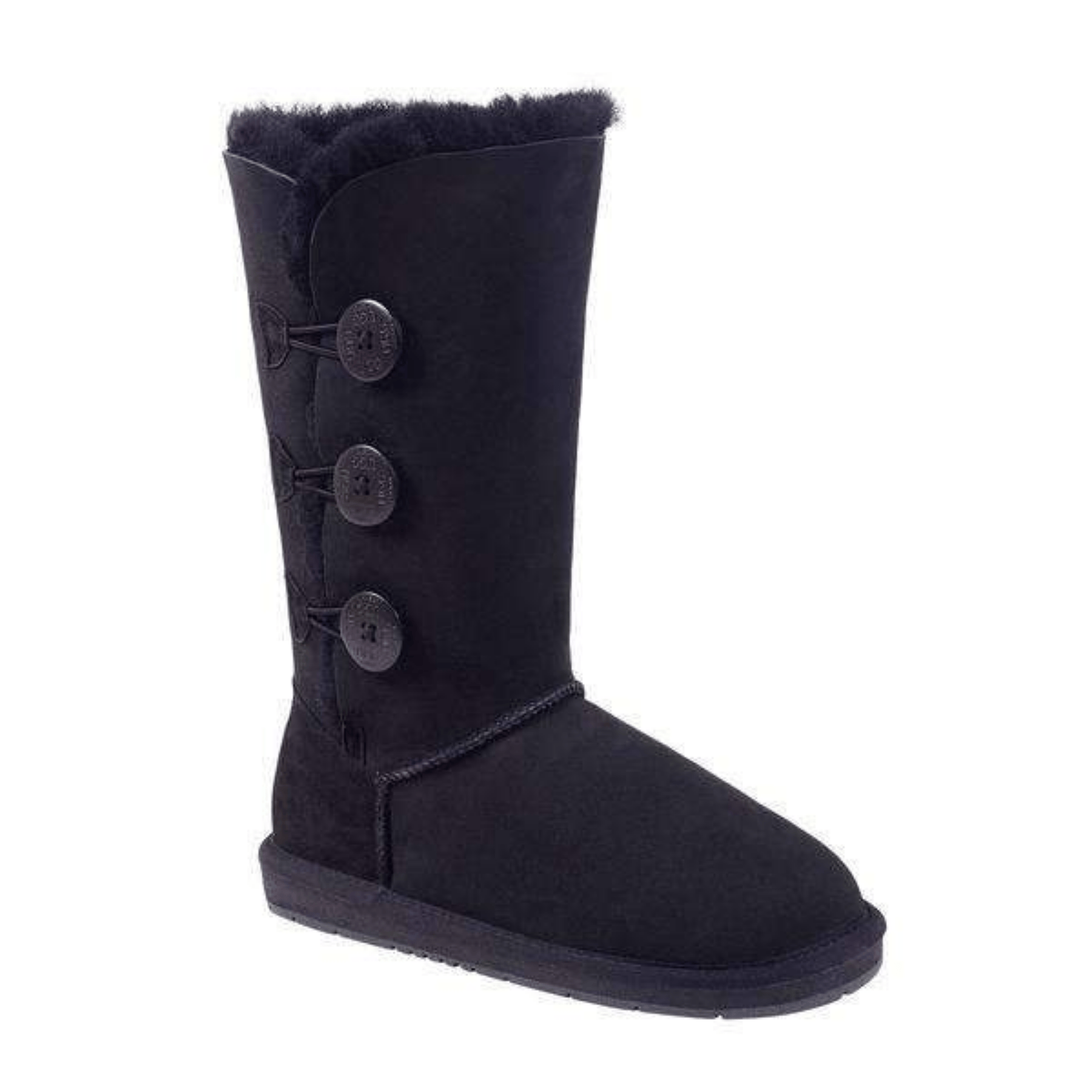 Merino Craft UGG 5  (FEMALE) Merino Craft Tall Three Button UGG - Black