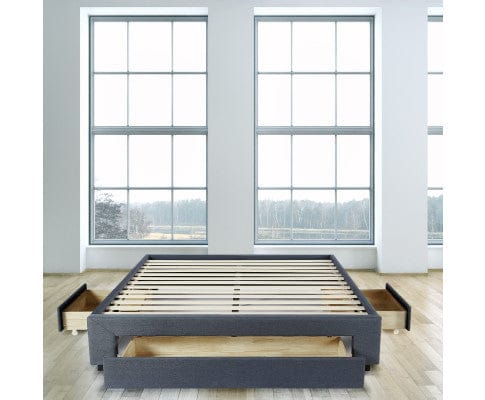 Milano Decor Base Bed Base with Drawers Upholstered Fabric Wood Charcoal