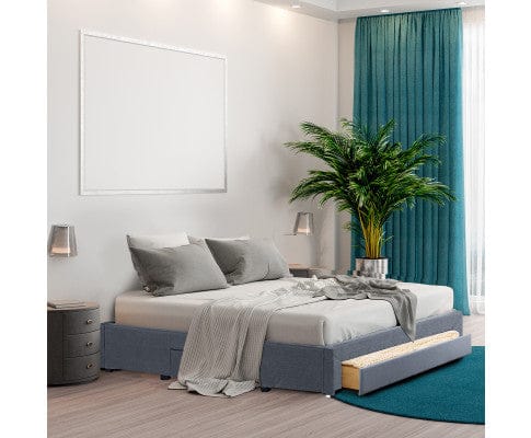 Milano Decor Base Bed Base with Drawers Upholstered Fabric Wood Charcoal