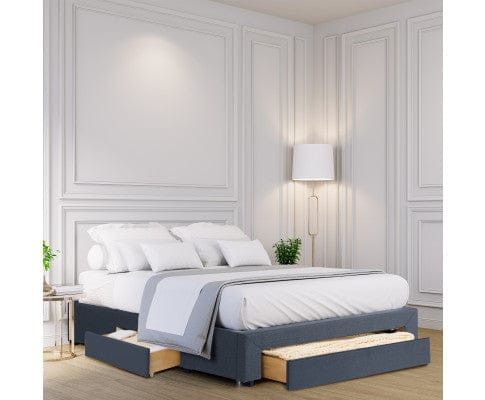 Milano Decor Base Bed Base with Drawers Upholstered Fabric Wood Charcoal