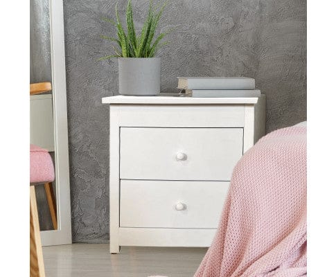Milano Decor Bedside Table Bedside Table Byron Bay White Storage Cabinet Bedroom - One Pack - White