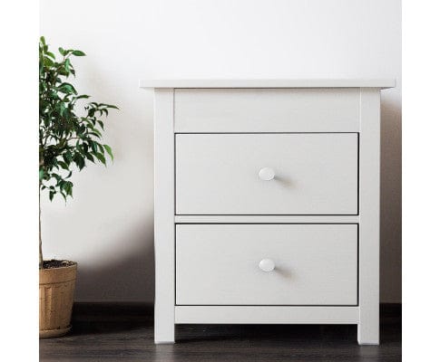 Milano Decor Bedside Table Bedside Table Byron Bay White Storage Cabinet Bedroom - One Pack - White