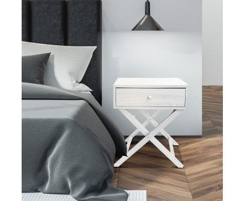 Milano Decor Bedside Table Bedside Table Surry Hills White Storage Cabinet Bedroom - One Pack - White