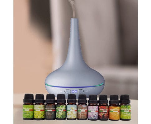 Milano Decor Diffuser Diffuser Set With 10 Pack Diffuser Oils Humidifier Aromatherapy - Matt Grey
