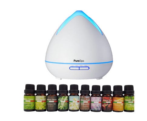 Milano Decor Diffuser Diffuser Set With 10 Pack Diffuser Oils Humidifier Aromatherapy - White