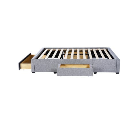 Milano Decor Base Palermo Bed Base with Drawers Upholstered Fabric Wood Grey