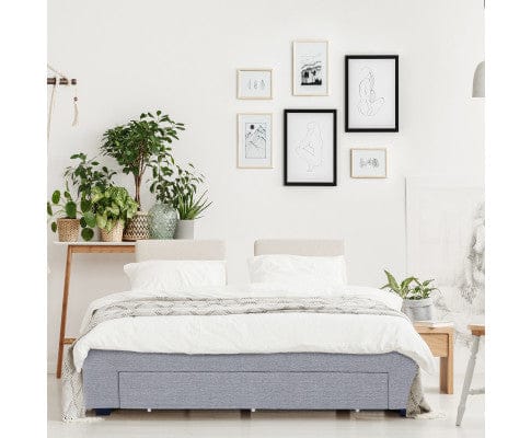 Milano Decor Base Palermo Bed Base with Drawers Upholstered Fabric Wood Grey