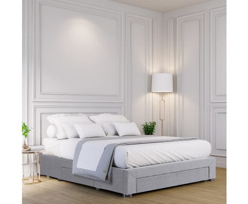 Milano Decor Base Palermo Bed Base with Drawers Upholstered Fabric Wood Grey