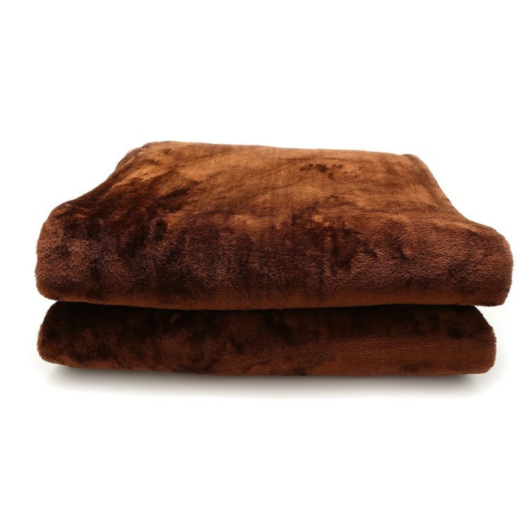 LAURA HILL 600GSM LARGE DOUBLE-SIDED FAUX MINK BLANKET - CHOCOLATE Laura Hill