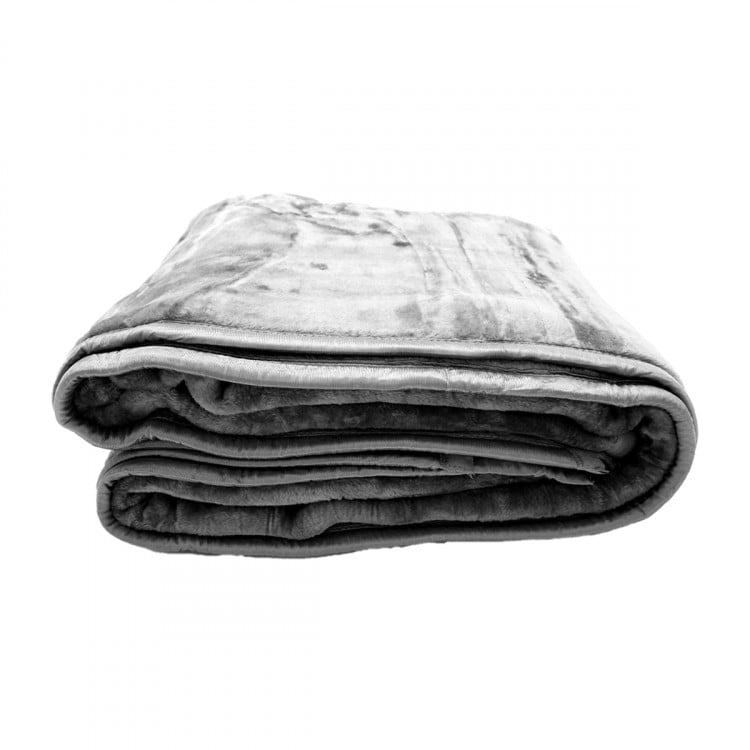 LAURA HILL 600GSM DOUBLE-SIDED QUEEN SIZE FAUX MINK BLANKET - PEWTER SILVER Laura Hill