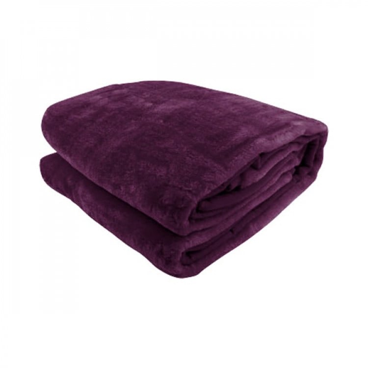 LAURA HILL 600GSM LARGE DOUBLE-SIDED FAUX MINK BLANKET - PURPLE Laura Hill