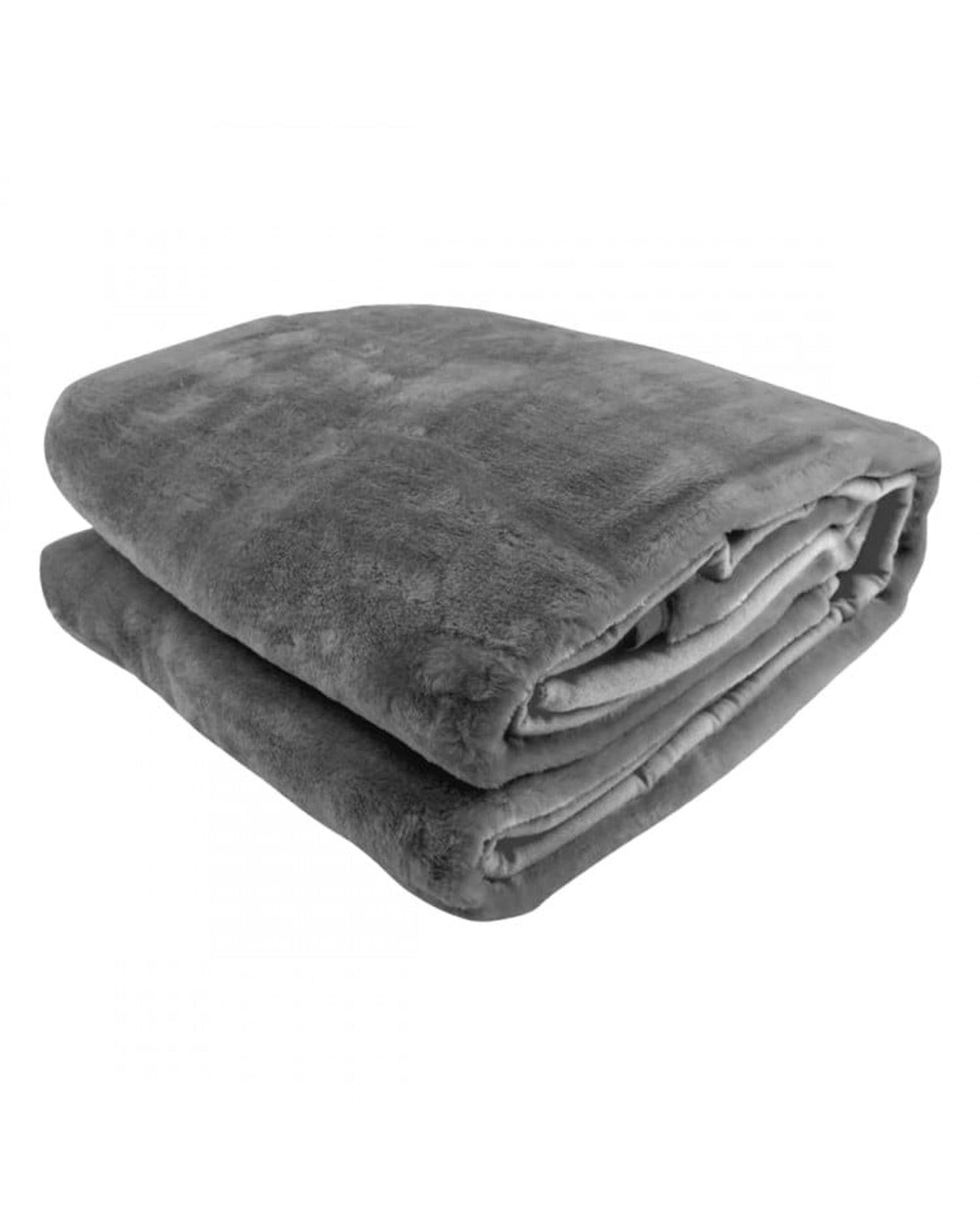 LAURA HILL 800GSM HEAVY DOUBLE-SIDED FAUX MINK BLANKET - SILVER Laura Hill
