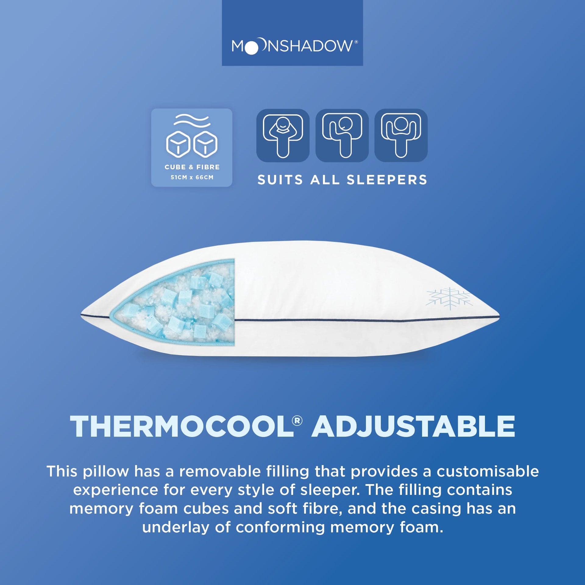 Moonshadow Pillows/Cushions Moonshadow Adjustable Cube Thermocool Pillow