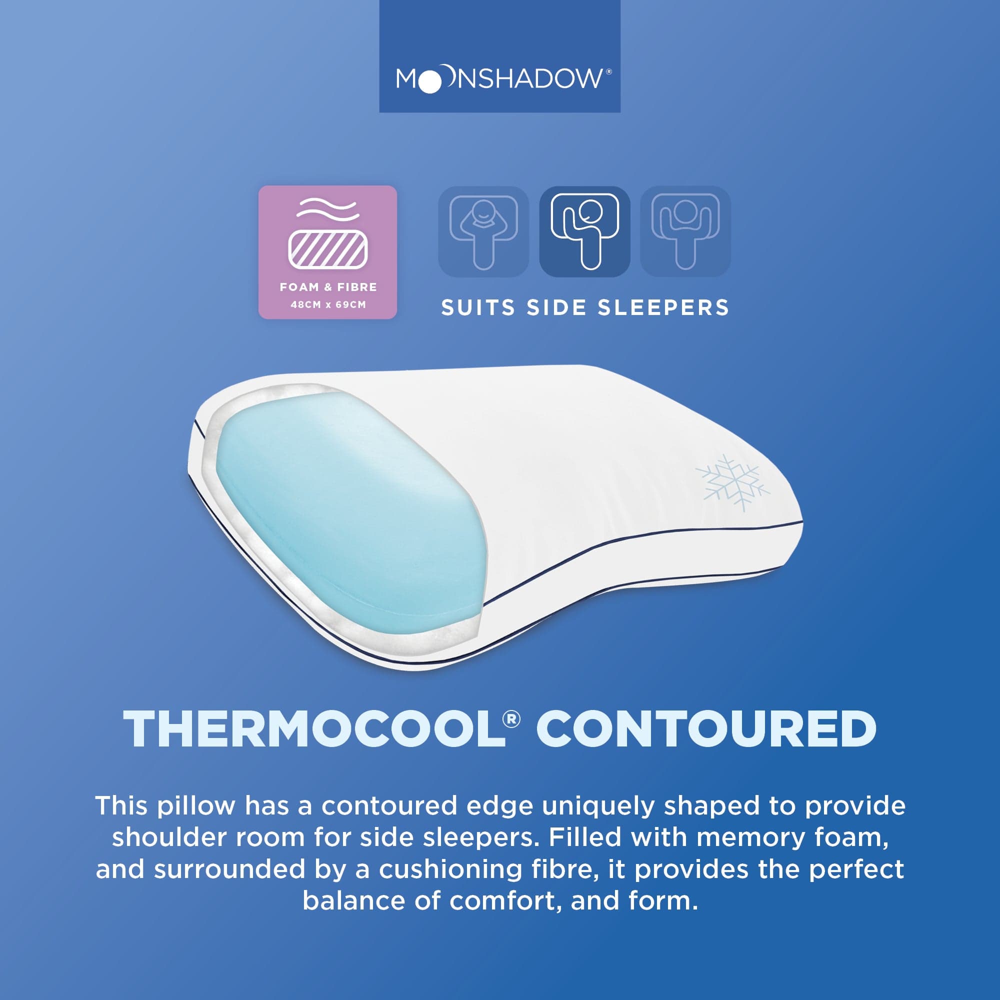 Moonshadow Pillows/Cushions Moonshadow Contoured Thermocool Pillow