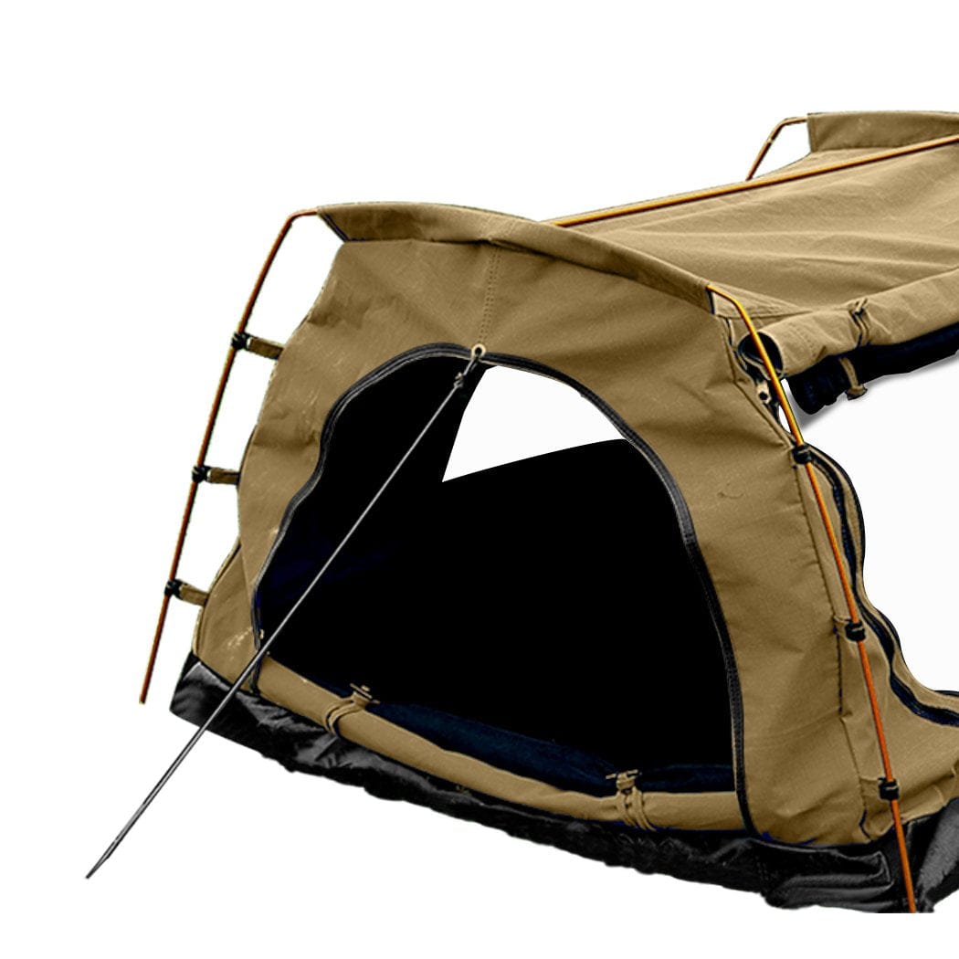 Mountview Outdoor Sleeping Double King Swag Camping Swags Canvas Dome Tent Hiking Mattress Khaki