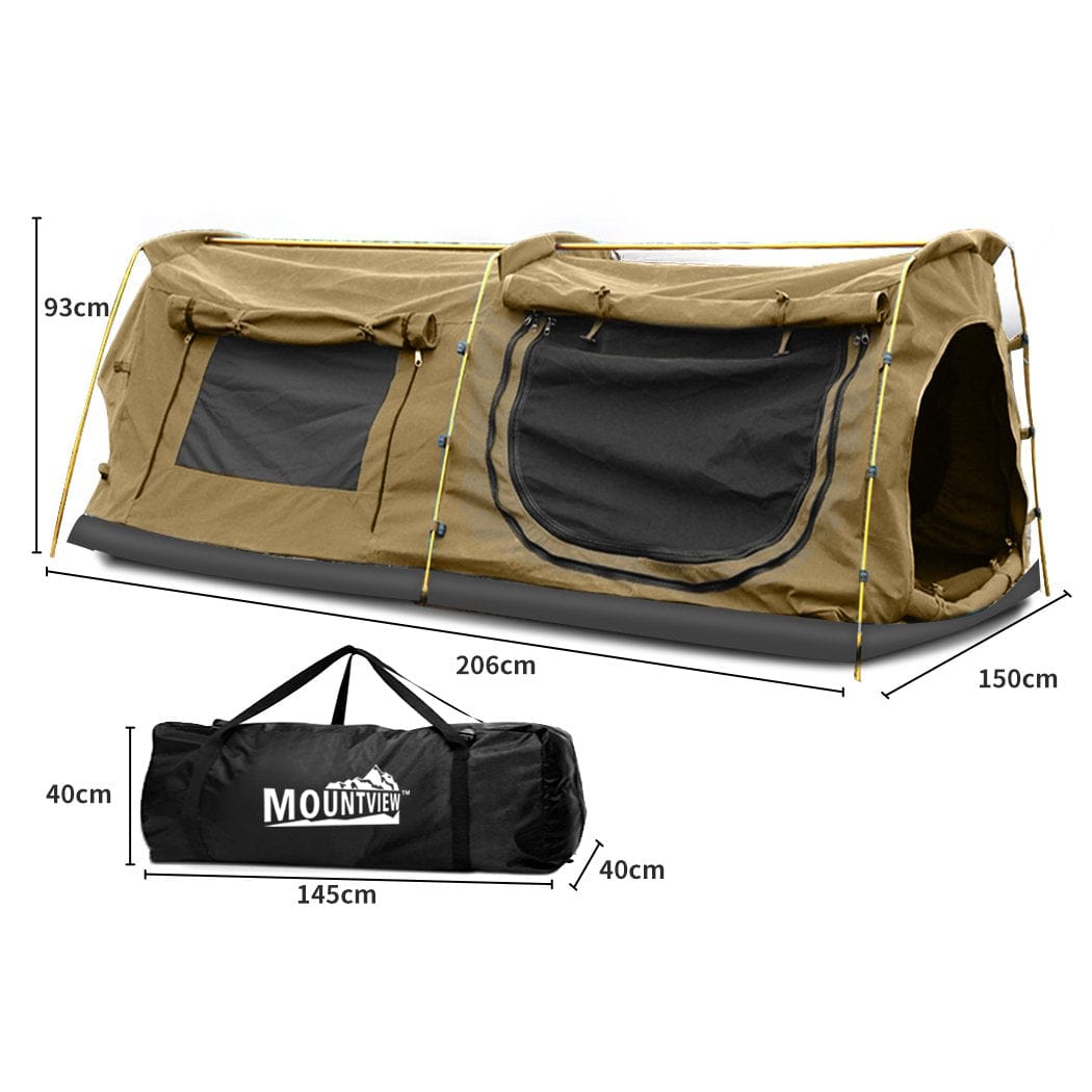 Mountview Outdoor Sleeping Double King Swag Camping Swags Canvas Dome Tent Hiking Mattress Khaki