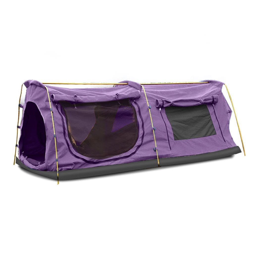 Mountview Outdoor Sleeping Double King Swag Camping Swags Canvas Dome Tent Hiking Mattress Purple