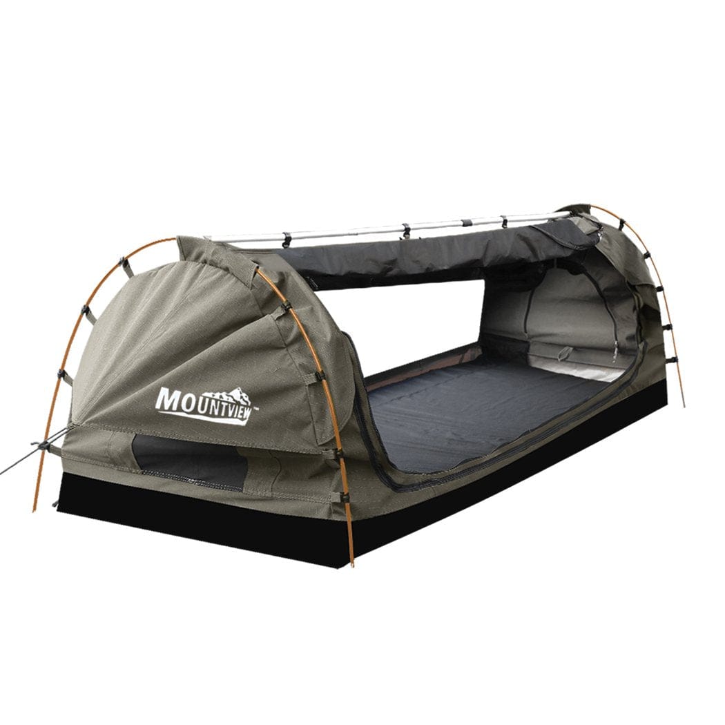Mountview Outdoor Sleeping Double Swag Camping Swags Canvas Dome Tent Free Standing Grey
