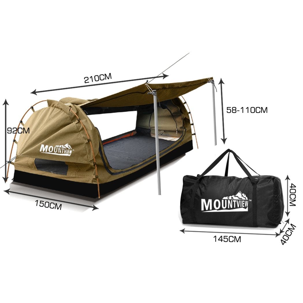 Mountview Outdoor Sleeping Double Swag Camping Swags Canvas Dome Tent Free Standing Khaki
